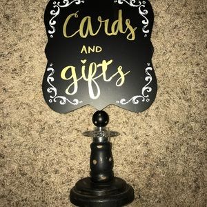 Chalkboard Tabletop Sign with white Corner Doodles